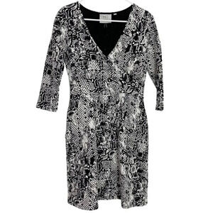Anthropologie HD In Paris Faux Wrap Cobra Jacquard Knit Dress Womens XS Black